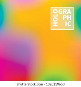 Fondo del vector holográfico. Aceite irlandés. Holograma brillante. Arcoiris de neón pastel. Papel metálico ultravioleta. Plantilla para presentación. Cubierta al diseño web. Gradiente colorido abstracto.