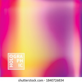 Holographic Vector Background. Iridescent Foil. Glitch Hologram. Pastel neon rainbow. Ultraviolet metallic paper. Template for presentation. Cover to web design. Abstract colorful gradient.