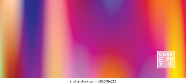 Fondo del vector holográfico. Aceite irlandés. Holograma brillante. Arcoiris de neón pastel. Papel metálico ultravioleta. Plantilla para presentación. Cubierta al diseño web. Gradiente colorido abstracto.