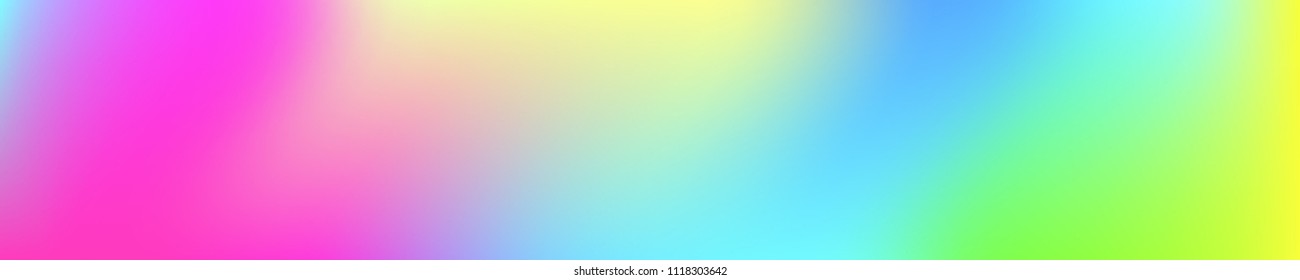 Holographic Vector Banner. Iridescent Foil. Glitch Hologram. Pastel neon rainbow Background. Ultraviolet metallic paper. Template for presentation. Cover to web design.  Abstract colorful gradient. 