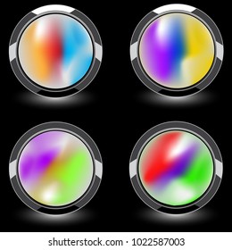 Holographic vector color button set. Pastel smooth textures. Modern vector background for web design or printed products.