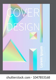 Holographic vector geometric background. Pastel neon color cover design. Vector illustration. Design template. stock vector