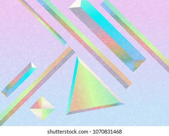 Holographic vector geometric background. Pastel neon color cover design. Vector illustration. Design template. stock vector