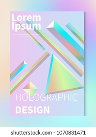 Holographic vector geometric background. Pastel neon color cover design. Vector illustration. Design template. stock vector