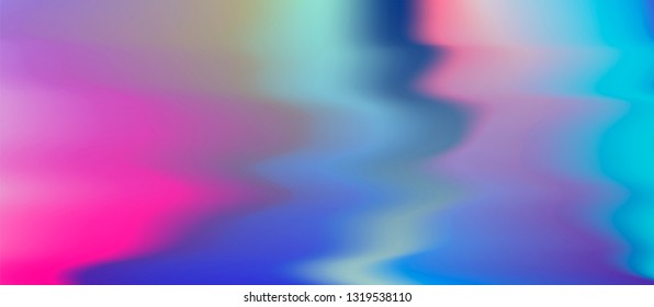 Holographic vector texture, glitched surface with ripples and corrugation. Abstract pastel pearly background for poster/ cover design.