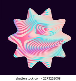 Holographic vibrant star with glitchy pattern. Abstract vector illustration.