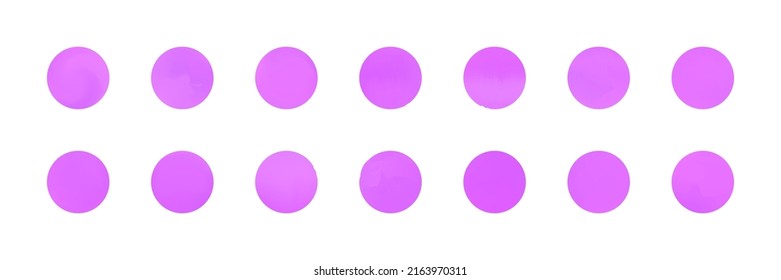 Holographic violet circle gradients set. Neon sphere buttons.