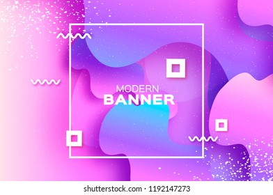 Holographic wave background in paper cut style. Origami Layered shapes composition. Dynamic curve line. Space for text. Square frame. Vector