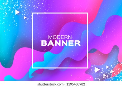 Holographic wave background in paper cut style. Origami Layered shapes composition. Dynamic line. Space for text. Square frame.