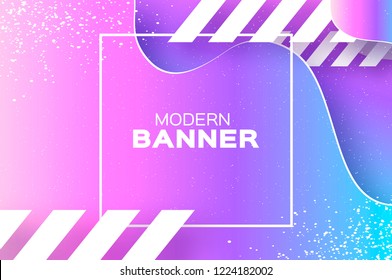 Holographic wave background in paper cut style. Origami Layered shapes composition. Dynamic line ornament. Space for text. Square frame.