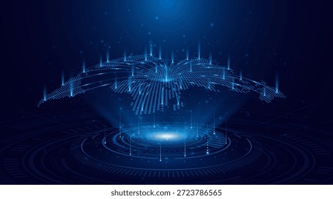 Un mapa holográfico del mundo. El concepto se refiere a una red global de conectividad. Tecnología de Internet o comunicación global.