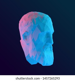 Holographic Zeno, Founder of Stoicism on Isolated Background. Vibrant Low Poly Vector 3D Rendering