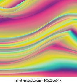 Holography Background Vector. Trendy Colorful Texture. Fluid Iridescent. Neon Rainbow. Flyer, Book Design Illustration