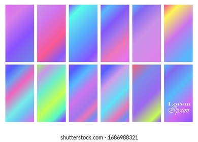 Holography gradients, iridescent simple screen cover design, beauty colorful background