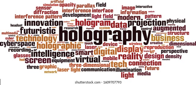 Holography word cloud concept. Collage made of words about holography. Vector illustration 