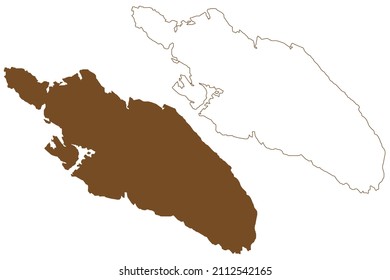 Holsnoy island (Kingdom of Norway) map vector illustration, scribble sketch Holsnoy map