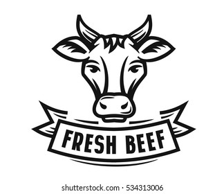 holstein cow portrait stylized vector symbol on white