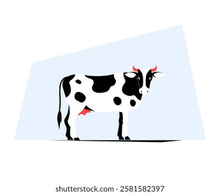 Holstein Cow Standing in Flat Vector Illustration Symbolizing Dairy Farming, Livestock, and Agriculture, Isolated on White Background