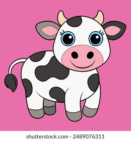 Holstein Cow Vektorillustration - Cartoon, Clipart und Line Art Design, Holstein Kuh Vektorillustration in Cartoon, Clipart und Line Art Stile