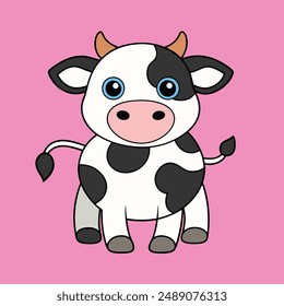 Holstein Cow Vector Illustration - Cartoon, Clipart And Line Art Design, Holstein cow vector illustration in cartoon, clipart, and line art styles