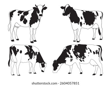 Holstein Dairy Cow Vector For Print, Holstein Dairy Cow Clipart, Holstein Dairy Cow Illustration