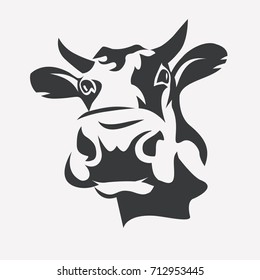 holstein smiling cow portrait stylized vector symbol