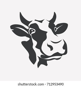 holstein smiling cow portrait stylized vector symbol