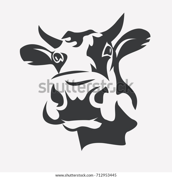 Holstein Smiling Cow Portrait Stylized Vector Stock Vector (Royalty ...