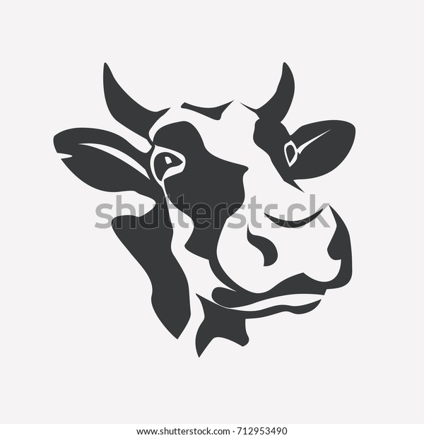 Holstein Smiling Cow Portrait Stylized Vector Stock Vector (royalty 