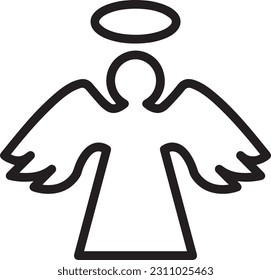 Icono de línea de ángel sagrado. signo de estilo lineal para concepto móvil y diseño web. Ángel con alas y símbolo vector de contorno halo. Símbolo, ilustración del logotipo.