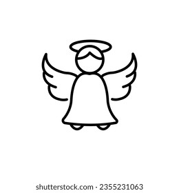 Holy angel line icon. linear style sign for mobile concept and web design. Angel with wings and halo outline vector symbol. Symbol, logo illustration.