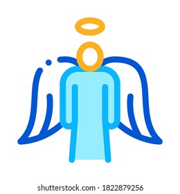 holy angel with wings icon vector. holy angel with wings sign. color symbol illustration