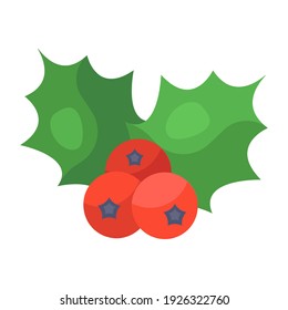 
Holy berries also known as mistletoe, flat icon