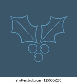 Holy berry vector doodle, hand drawn illustration for christmas decoration.