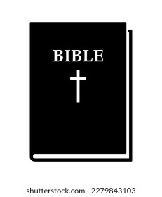 Holy bible - black and white closed book vector illustration isolated on white background