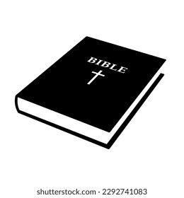 Holy bible - black and white closed book vector illustration isolated on white background