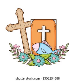 holy bible book with cross