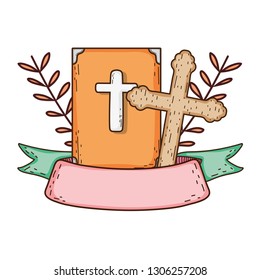 holy bible book with cross