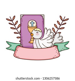 holy bible book with dove bird