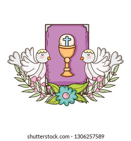 holy bible book with doves birds