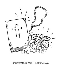 holy bible book with grapes fruits