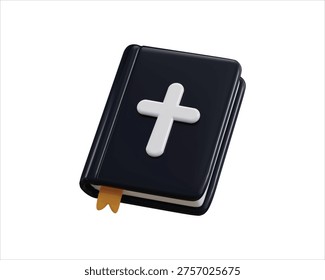 Holy Bible Book icon 3d render concept of Bible Book Icon with Cross Symbol Christian Faith Religious Spiritual Representation icon vector illustration