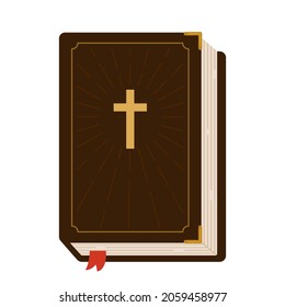 holy bible book icon with bookmark. flat vector illustration isolated on white background