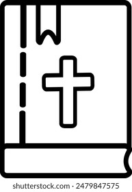 Holy bible book  icon. Bible with holy cross icon. Replaceable vector icon.