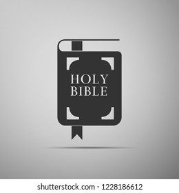 Holy bible book icon isolated on grey background. Flat design. Vector Illustration