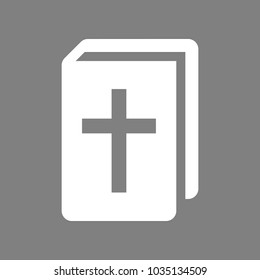 Holy Bible book icon. Vector. White icon on medium gray background. Isolated.
