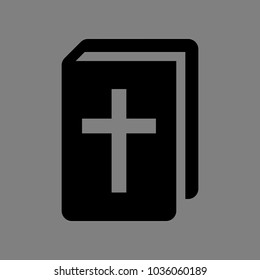 Holy Bible book icon. Vector. Black icon on medium gray background. Isolated.