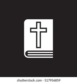 Holy Bible book icon vector, filled flat sign, solid pictogram isolated on black, logo illustration