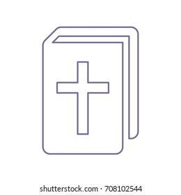 Holy Bible book icon. Vector. Violet linear icon on white background. Isolated.