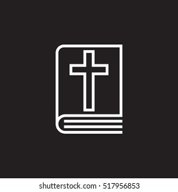 Holy Bible book line icon, outline vector sign, linear pictogram isolated on black. logo illustration